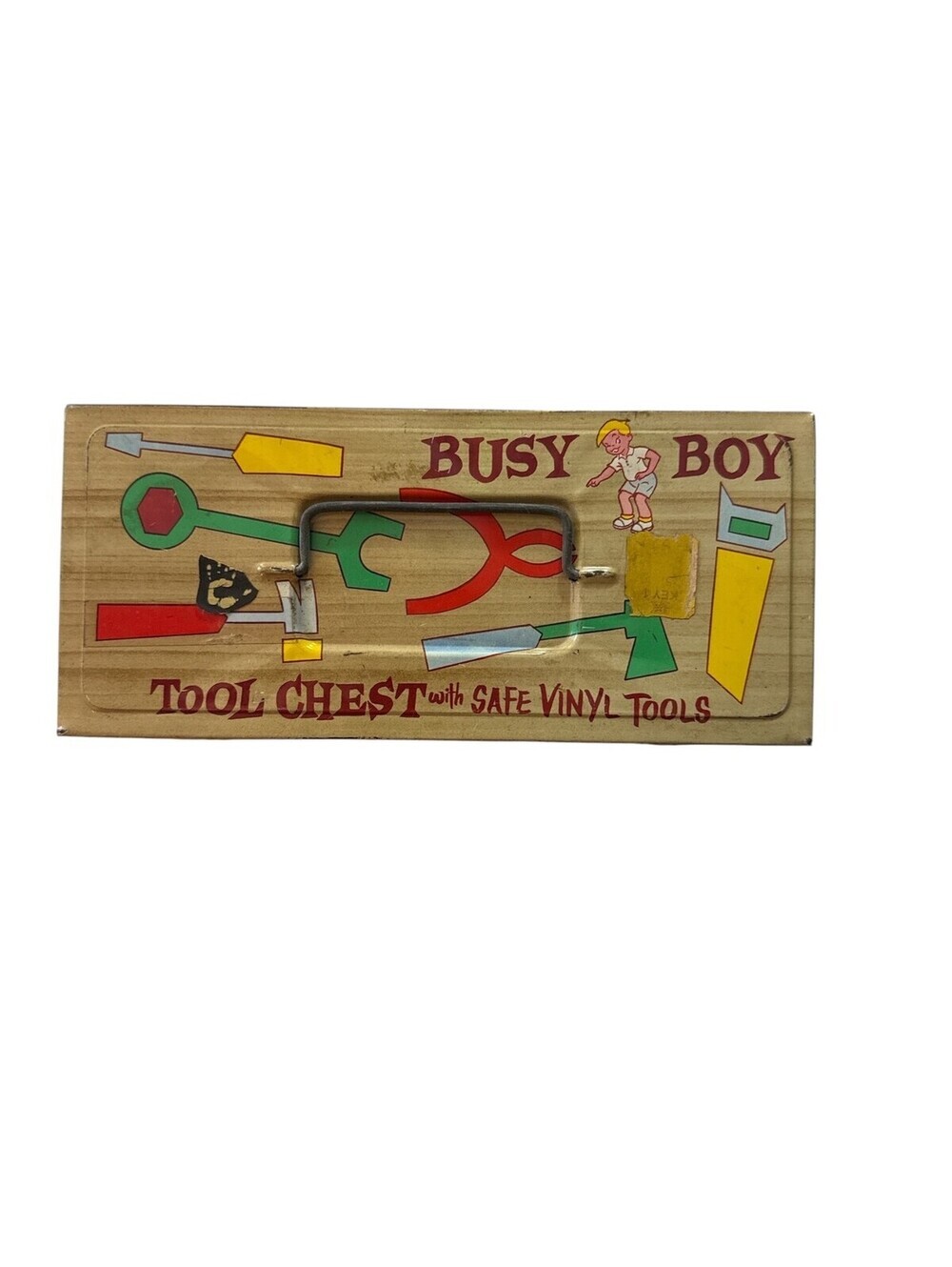 Vintage Busy Boy Tool Chest Tin Toy Box Only